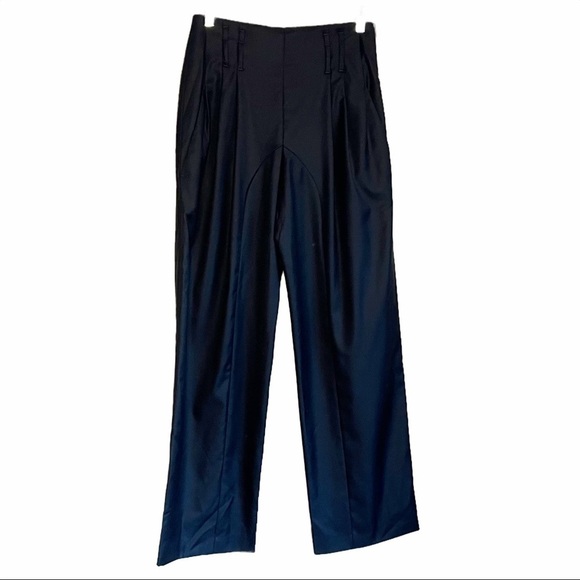 GUNEX Italian Wool Trousers with High Pleated Waist and Straight Leg 28 Waist - Picture 2 of 9
